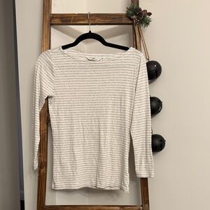 Vineyard Vines Women's Long Sleeve Striped Top - White and Gray